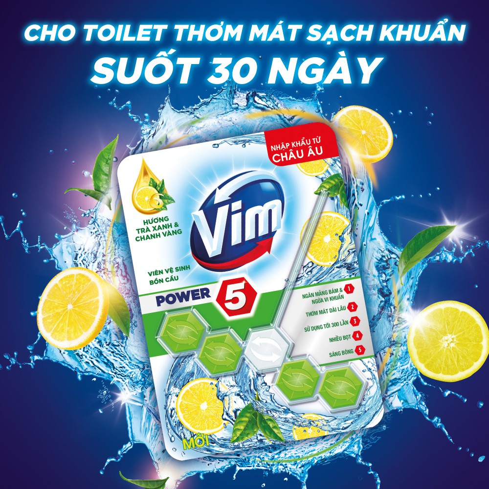 [Hoả Tốc] Viên Treo Bồn Cầu Vim Hương Oải Hương Tím Lavender và Power 5 Hương Chanh Vàng 55g 55 g