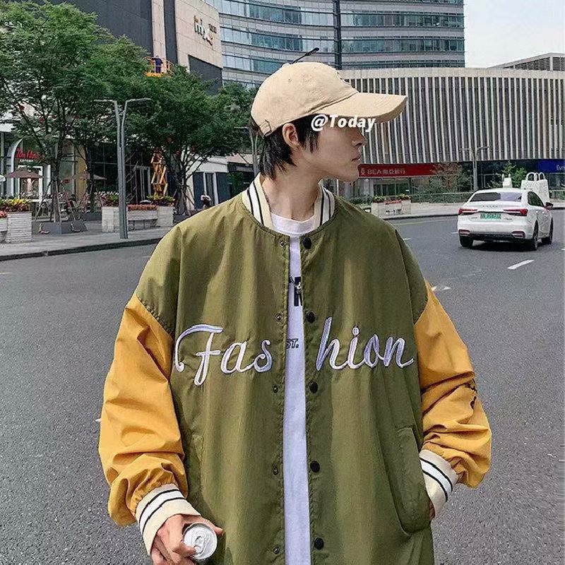 Áo khoác bóng chày dáng rộng in chữ phong cách Nhật Bản thời trang dành cho nam và nữ size M-3XL