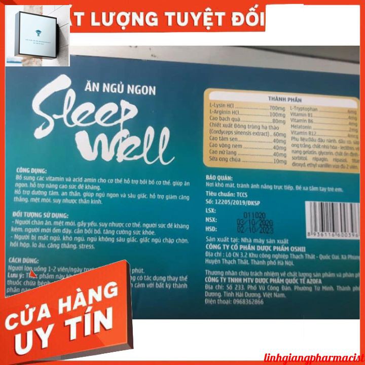 (CHÍNH HÃNG) THỰC PHẨM BỔ SUNG vitamin và khoáng chất viên ăn ngủ ngon SLEEP WELL  hộp 50 viên nang mềm