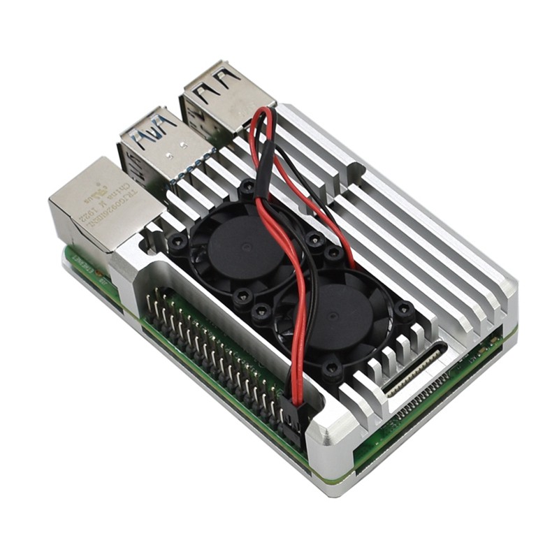 4B Aluminum Case Enclosure CNC Cover with Heatsink Cooling Dual Fan for Raspberry Pi 4 Model B