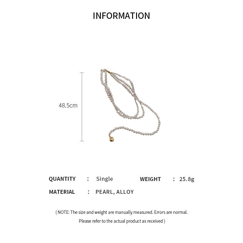 DREJEW Dây chuyền nhiều lớp đính ngọc trai hình trái tim phong cách hip hop cổ điển thời trang chất lượng cao