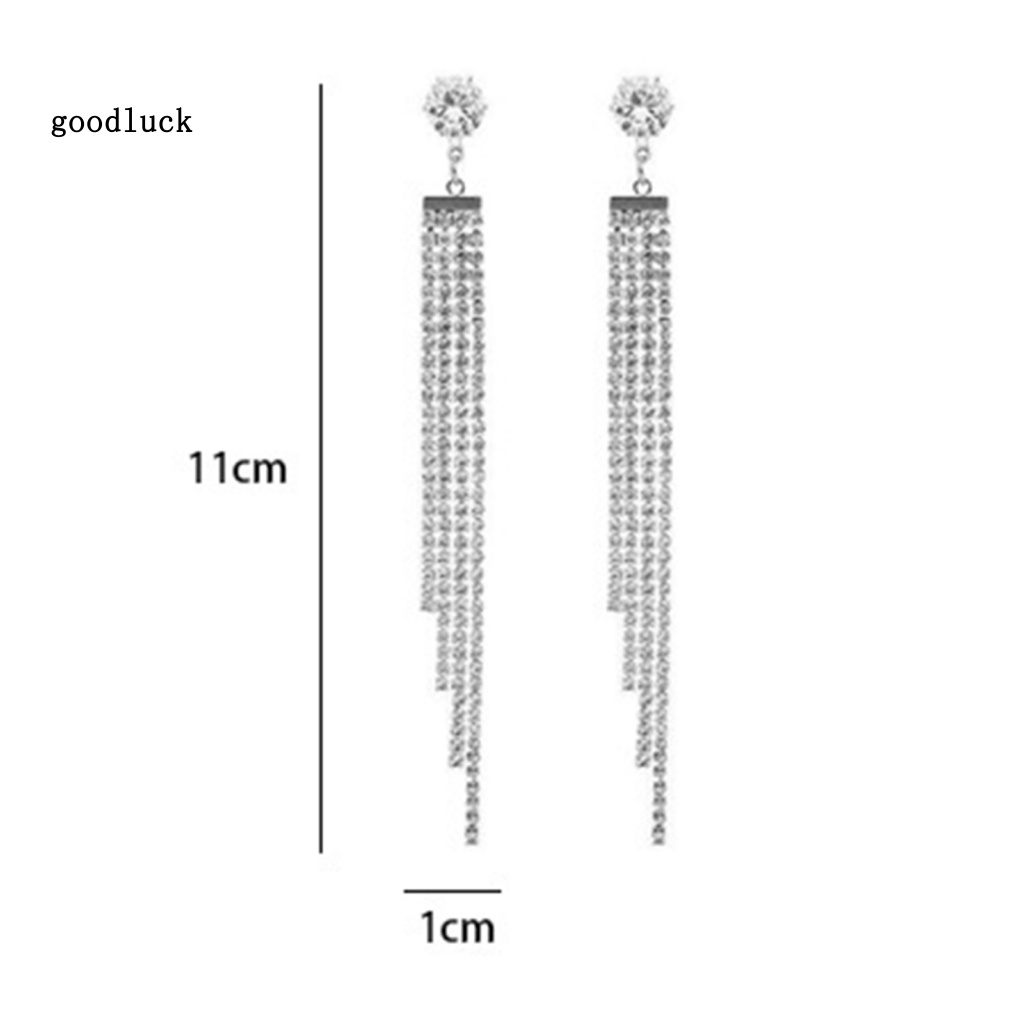 Bông Tai Dáng Dài Đính Đá Thời Trang Thanh Lịch Cho Nữ