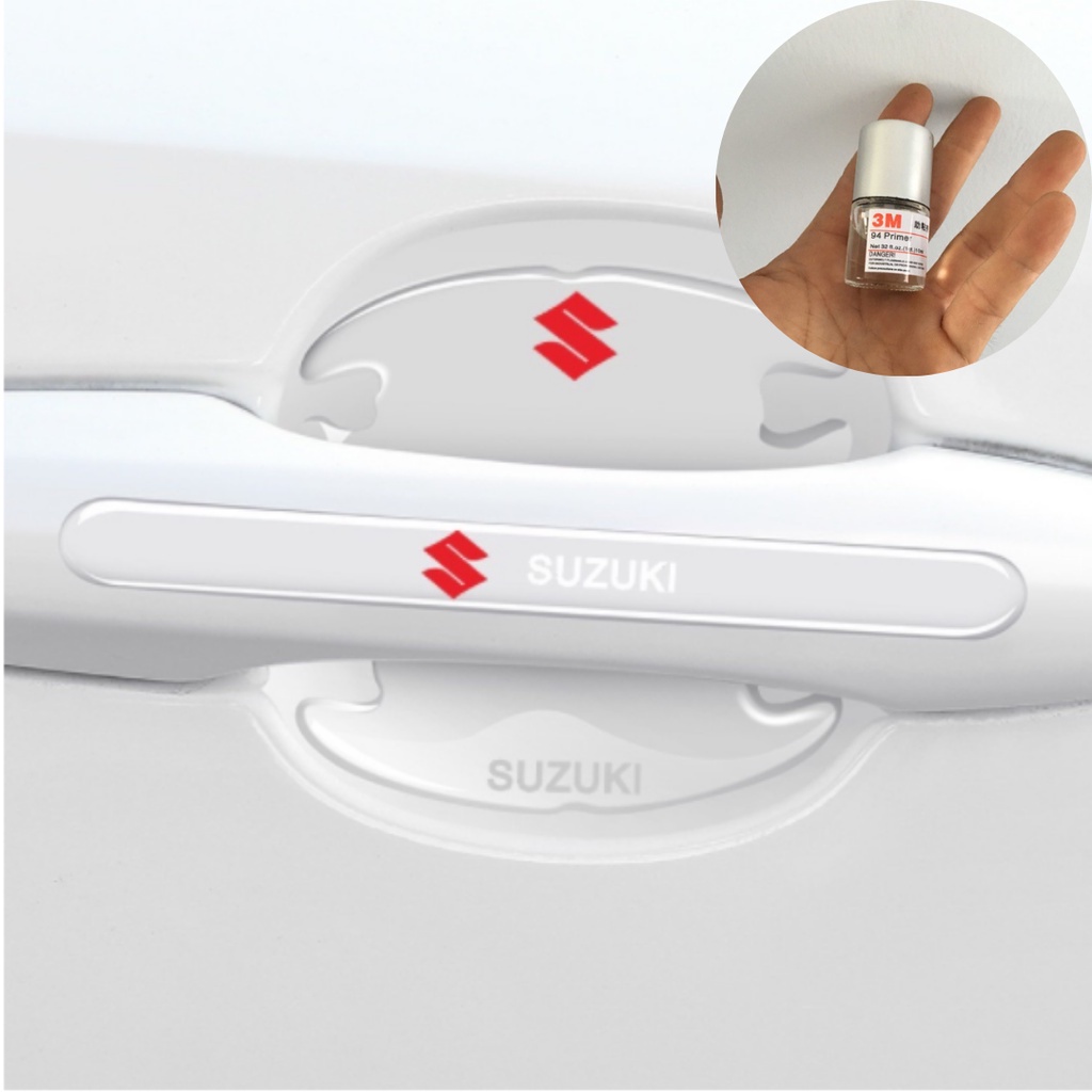 Bộ 10 miếng dán silicon tay, hõm, gương ô tô logo hãng xe Suzuki Swift, Celerio, Ciaz, Vitara,  Ertiga, XL7