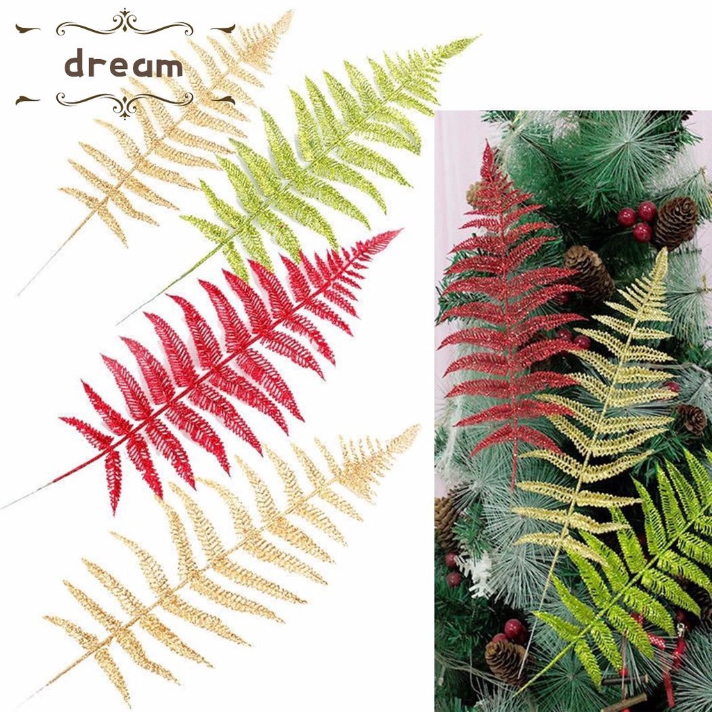 【DREAMLIFE】Gold/Silver Glitter Artificial Hollow Flower Leaf Christmas Tree Ornament-Decor