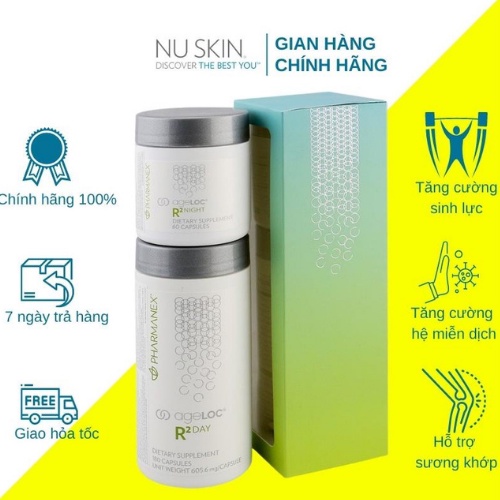 Thực Phẩm Bảo Vệ Sức Khỏe Nuskin ageLOC R2 Day và Night 60 Viên