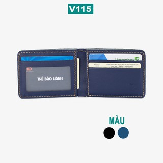 Ví nam mini V115 cao cấp- Ví nam nhỏ gọn da bò Nappa, 2 màu lựa chọn-Da thật, thương hiệu Bụi leather-BH 24 tháng