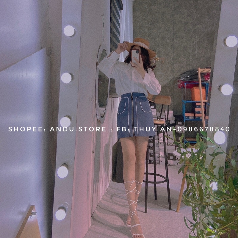 Áo sơ mi nữ form rộng  trắng vân nổi⚡️ANDU STORE⚡️ áo sơ mi công sở nữ