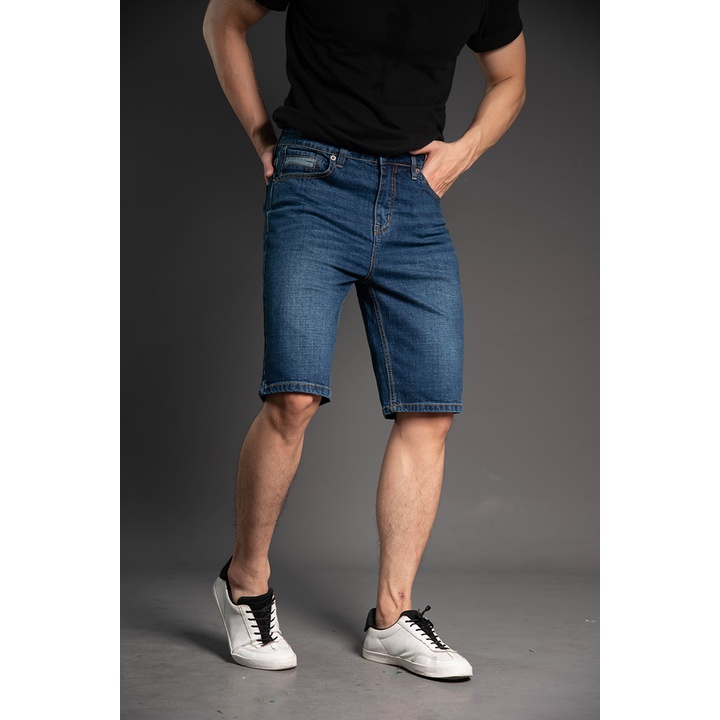 Quần Short Jean Nam Ống Rộng Chất Bò Co Giãn H90 Cao Cấp Phối Túi J018