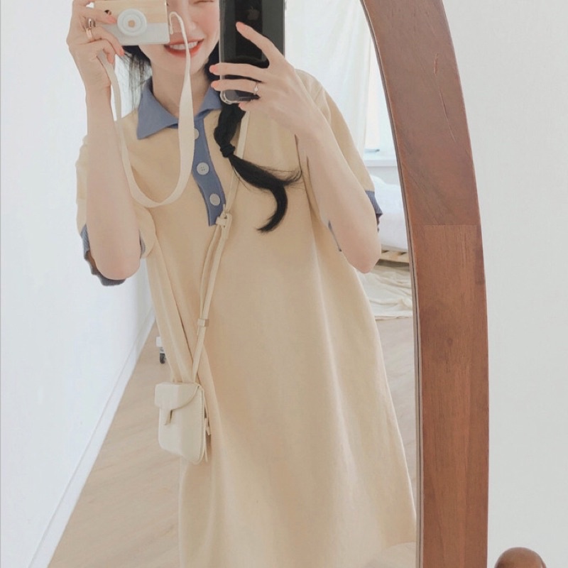 Váy Polo Tiểu Thư Baby Dáng Xuông Phối Cổ xanh Cực xinh,Vải Coton Mát Mịn | BigBuy360 - bigbuy360.vn