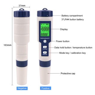 Bút đo độ mặn cầm tay Portable Salinity meter 5 trong 1