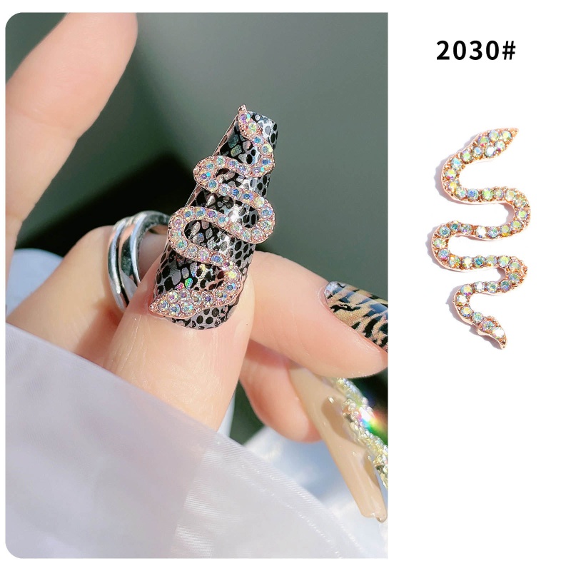 Xiangbao Đá Trang Trí Móng Tay Nghệ Thuật Hình Rắn Bằng Hợp Kim Bạc Đính Đá Pha Lê Gợn Sóng / Rắn Kiểu