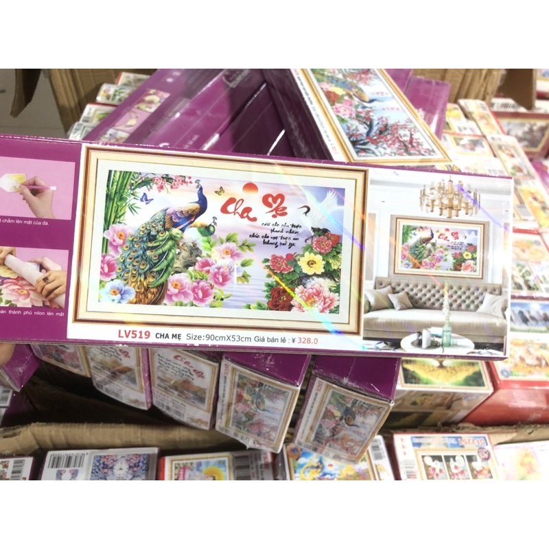 Tranh Đính Đá/Tranh Thêu Cha Mẹ Lv519,Vs252,Lv3438