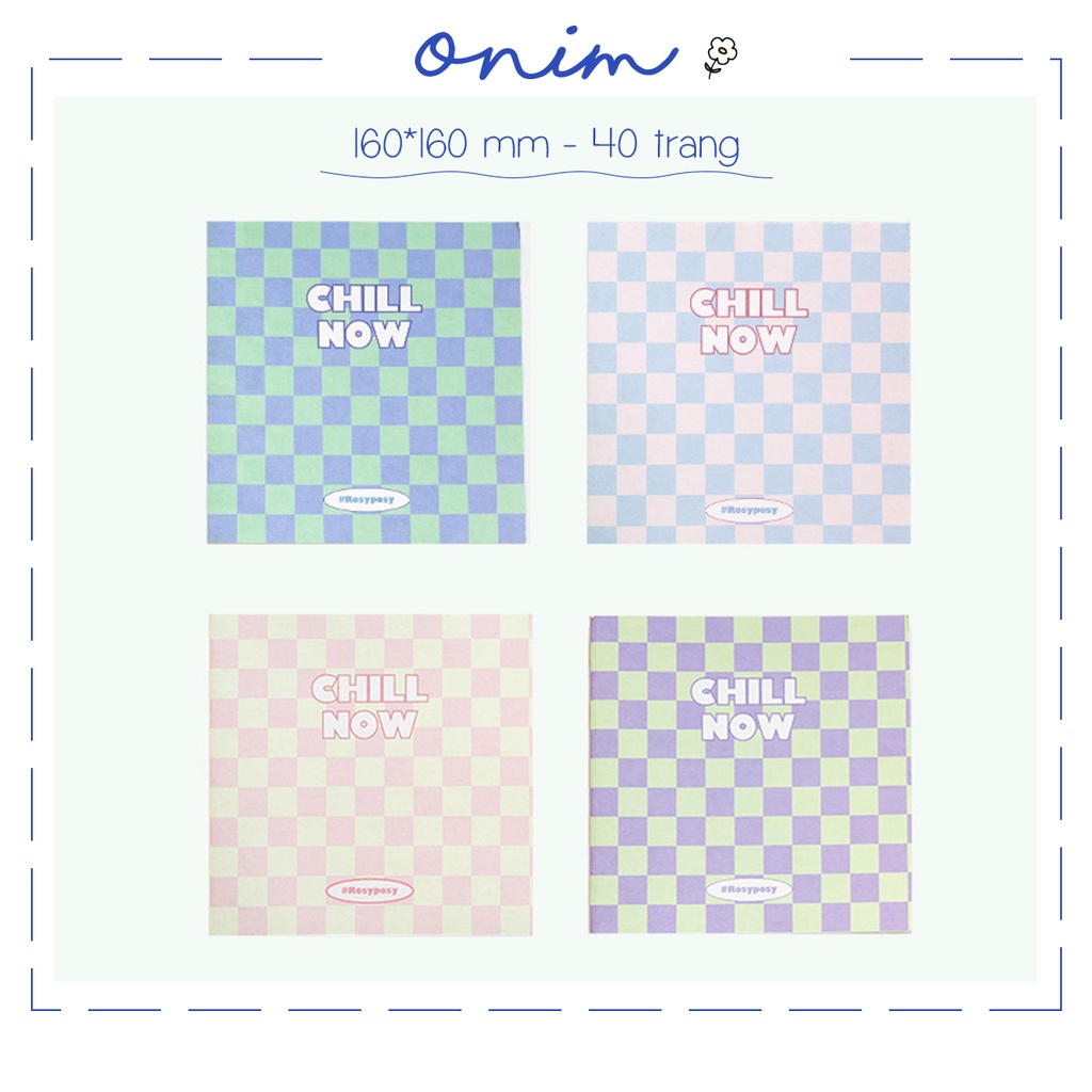 Sổ Ghi Chú Dạng Vuông Onim 40 trang, Tập Vở Học Sinh Phong Cách Hàn Quốc Bìa Caro Chill ON0602