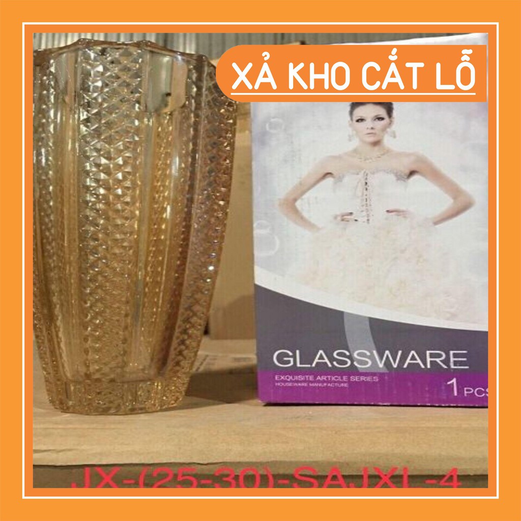 (thanh lý kho giá sỉ) {shop yêu thích} Lọ hoa thuỷ tinh vàng cao cấp 30f