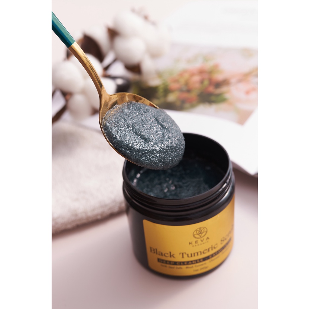 Tẩy tế bào chết thảo mộc nghệ Body Black Tumeric Scrub Keva 300g – Thảo Phạm Beauty