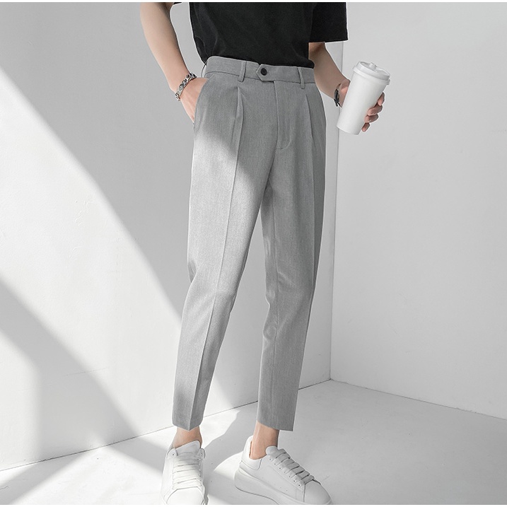 Quần Âu Nam Hàn Quốc Đẹp Cao Cấp Dáng Suông, Quần baggy nam đen - be co giãn tốt thời trang DT_Limited