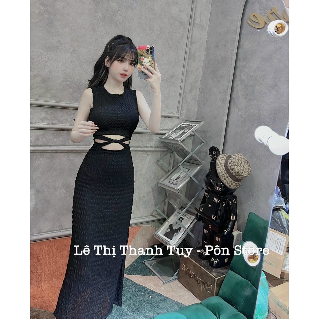 Đầm Maxi Dài Ôm Dáng Body Đan Dây Khoét Eo Điệu Đà Sang Chảnh Thời Trang Hiết Kế Váy Nữ [XM MINH PHÚC]