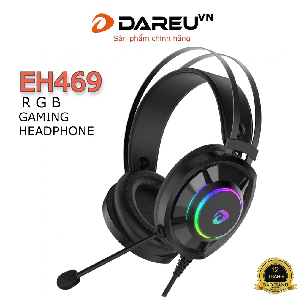 Tai nghe Gaming Dareu EH469 Black RGB - giả lập 7.1
