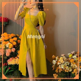 Đầm Dài Cổ Vuông Xẻ Trước Tep D041