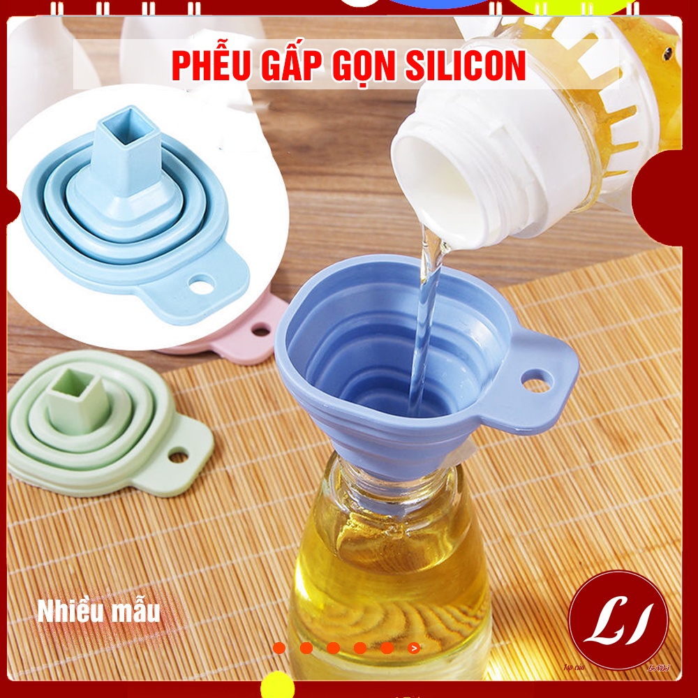 Phễu gấp gọn silicon rót nước, dầu tiện lợi, đa năng, nhỏ gọn