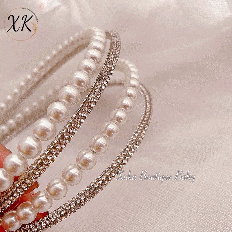 Bờm Cài Tóc Ngọc Kim Cương Party Style Hàn Quốc Cho Bé, Phụ Kiện Cài Tóc Tiểu Thư Quảng Châu Cao Cấp Bé Gái [ẢNH THẬT