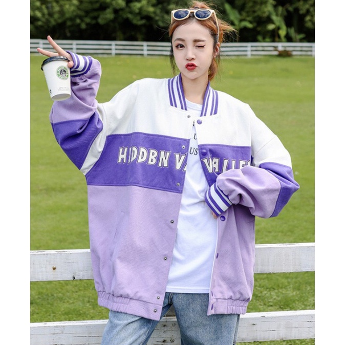 [Có Ảnh Thật] Áo Bomber Unisex Nỉ Phối Chữ Valley Form Rộng Phong Cách Hàn Quốc Anne Boutique Mã 531