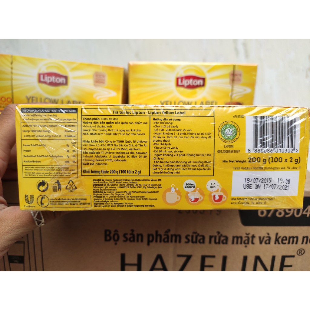 [Hoả Tốc] (GIÁ 80.000Đ/HỘP) COMBO 5 Hộp Trà LIPTON túi lọc 100 gói Nhãn vàng Yellow Label Tea siêu tiết kiệm