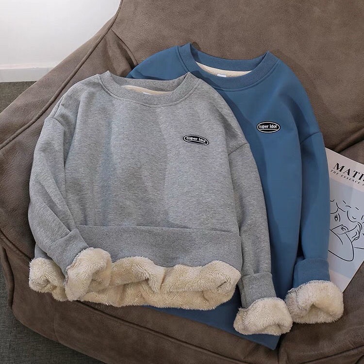 Áo Sweater Cổ Tròn Tay Dài Dáng Rộng Vải Nhung Lông Cừu Dày Thời Trang Mùa Đông 2022 Ấm Áp Cho Nữ