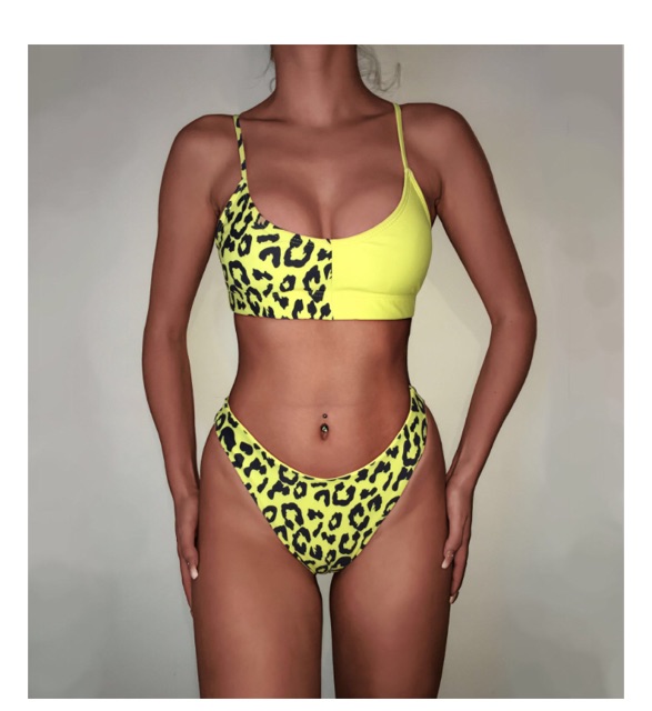 [BKN515] &lt;ÂU&gt; SET BIKINI HOẠ TIẾT DA THÚ ĐỎ/VÀNG CHANH
