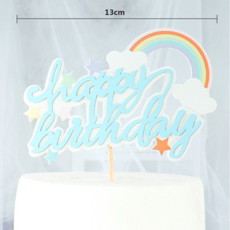 10 set cắm giấy HPBD gắn cầu vồng