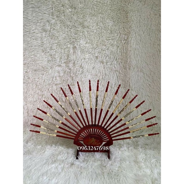Bộ đũa thờ hình rẻ quạt bằng gỗ hương
