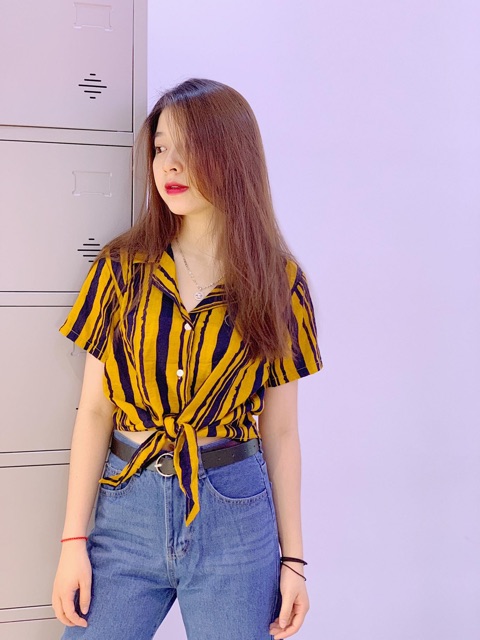 ÁO CROPTOP CỘT NƠ EO