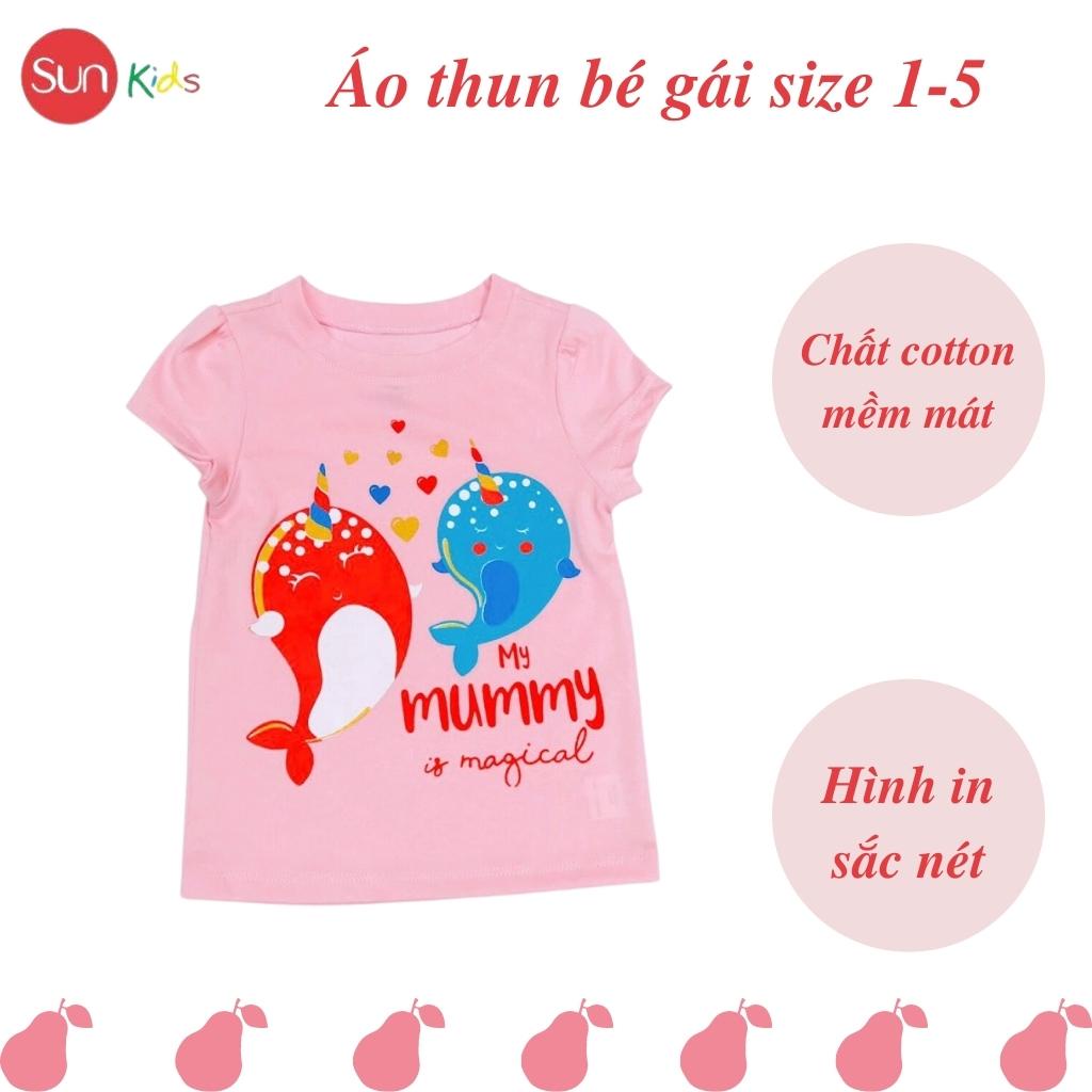 Áo thun cho bé gái, áo phông bé gái chất cotton mềm mát, size 1 - 5 tuổi - SUNKIDS