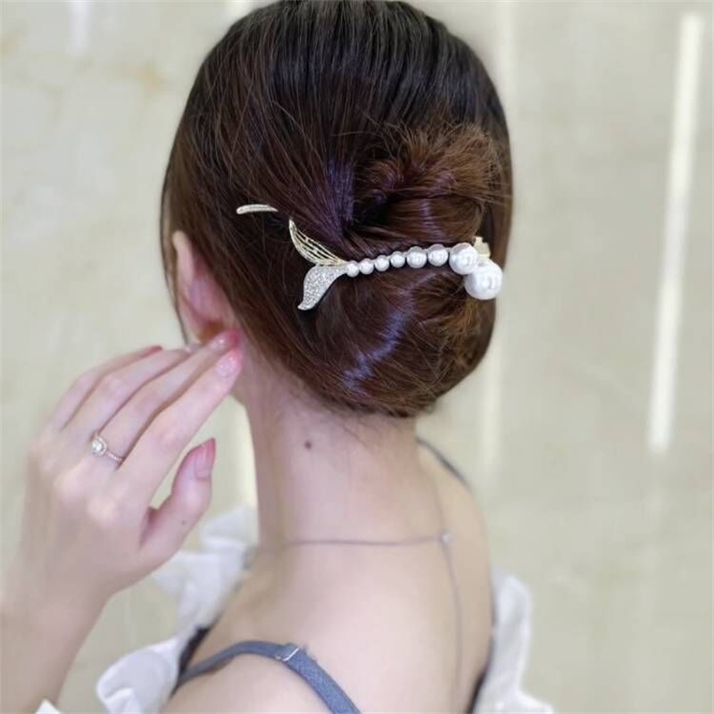 Kẹp Tóc Đính Đá Ngọc Trai Nhân Tạo Thời Trang