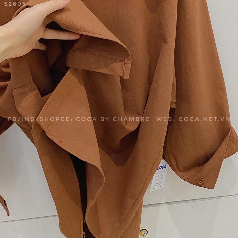 [Mã FAMARAL1 giảm 10K đơn 50K] [S2605] Áo sơ mi thô cotton trơn 2 nắp túi form oversize Hàn Quốc (Có sẵn/ảnh thật)