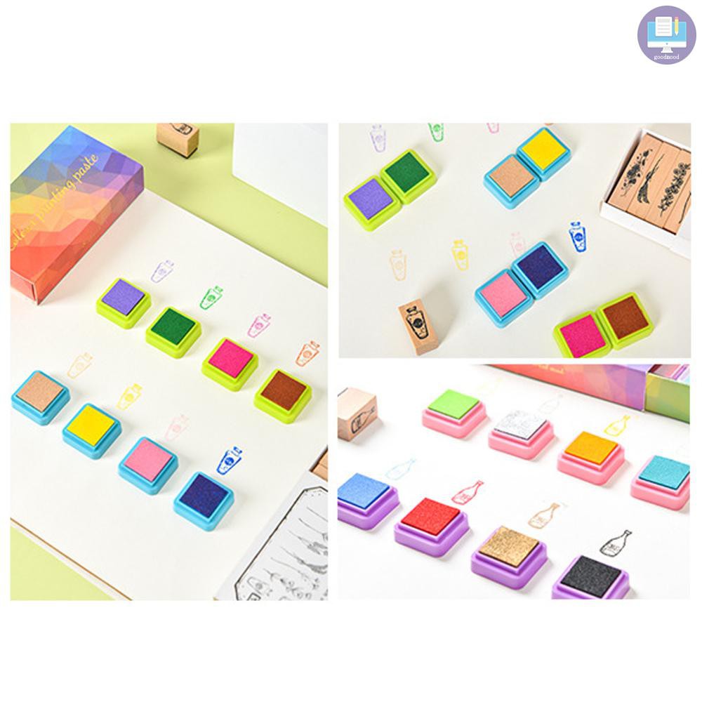 G&M 16 Colors Rainbow Ink Pad Finger Paint Cute Ink Pad for Rubber Stamps Seals DIY Scrapbooking Paper Journal Decoration Gift Card Making