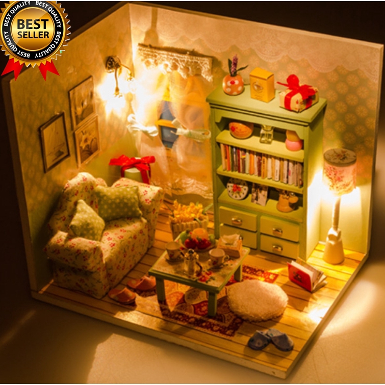 Creative DIY Doll House Furniture 3D Wooden Dollhouse Toys for Children Birthday Gifts M012