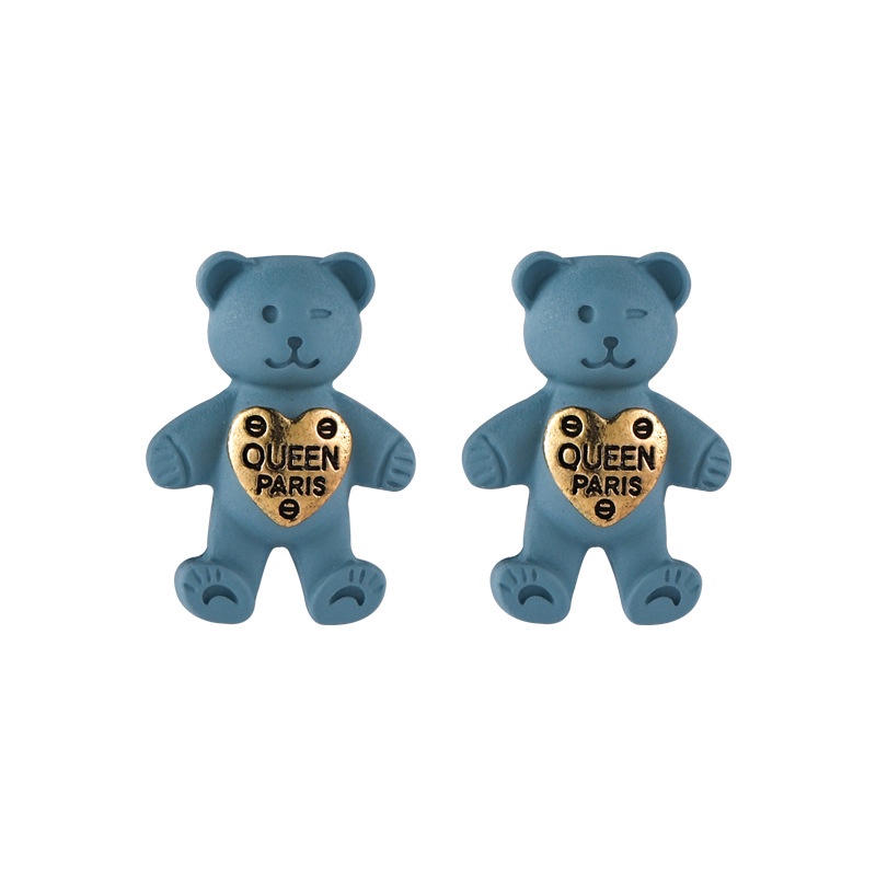 Khuyên tai hình hoa màu xanh dương đơn giản cho nữ