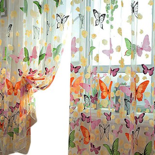Rèm cửa voan 100*200cm in hình bướm độc đáo đẹp mắt