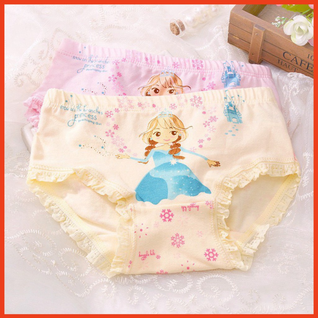 Sét 4 Chiếc Quần Chíp Bé Gái Cotton Phối Ren Hàng Quảng Châu Cao Cấp (QC9)