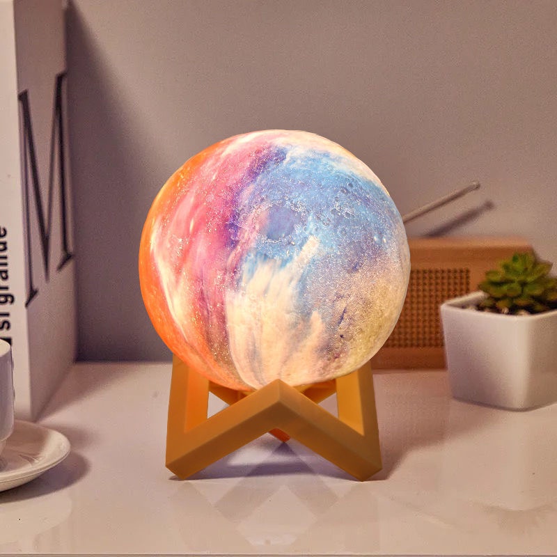 Đèn ngủ để bàn hình mặt trăng 3D dùng trang trí nhà