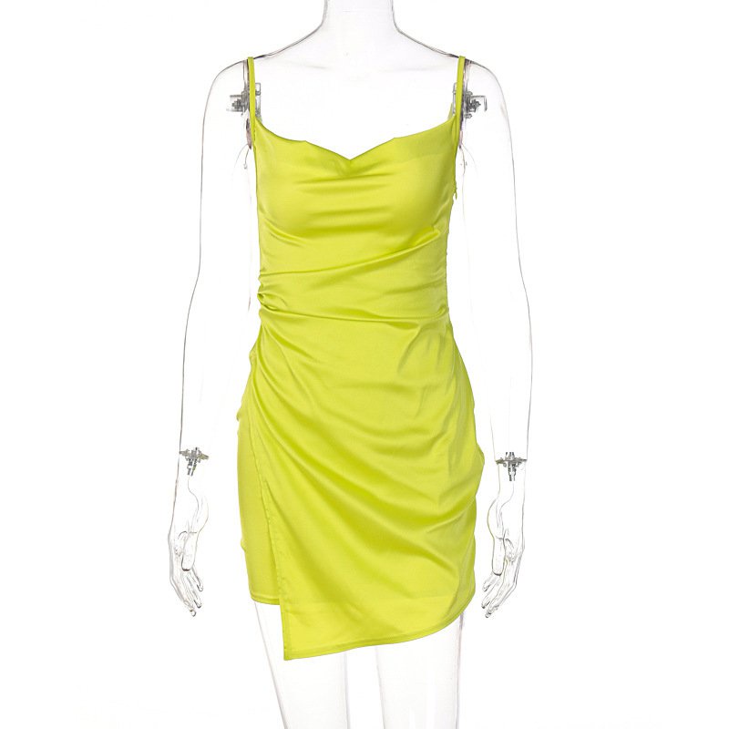 Đầm hai dây màu trơn hở lưng thời trang cho nữ