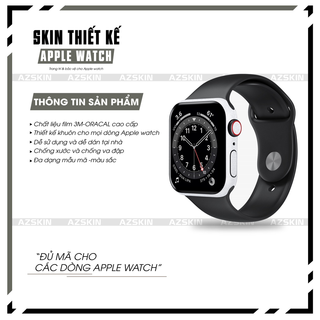 Miếng Dán Skin Apple Watch Bạc Nhám |SK_AWORC01| Chất Liệu Film Oracal Cao Cấp, Khuôn Cắt CNC Full Body, Dễ Dán Tại Nhà