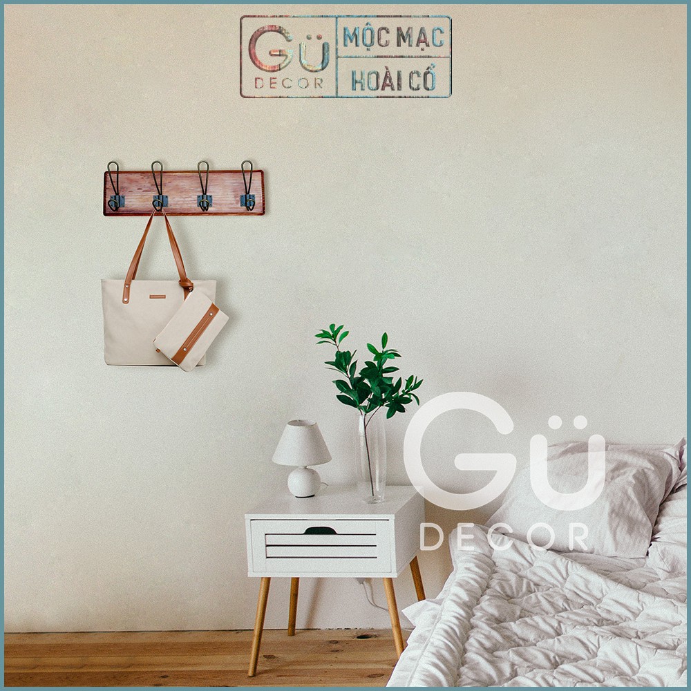 [Phong Cách Độc Đáo] Móc Treo Tường, Quần Áo, Mũ, Đồ Nhà Tắm GU DECOR, Phong Cách Giả Cổ Độc Đáo - Nâu Cánh Gián