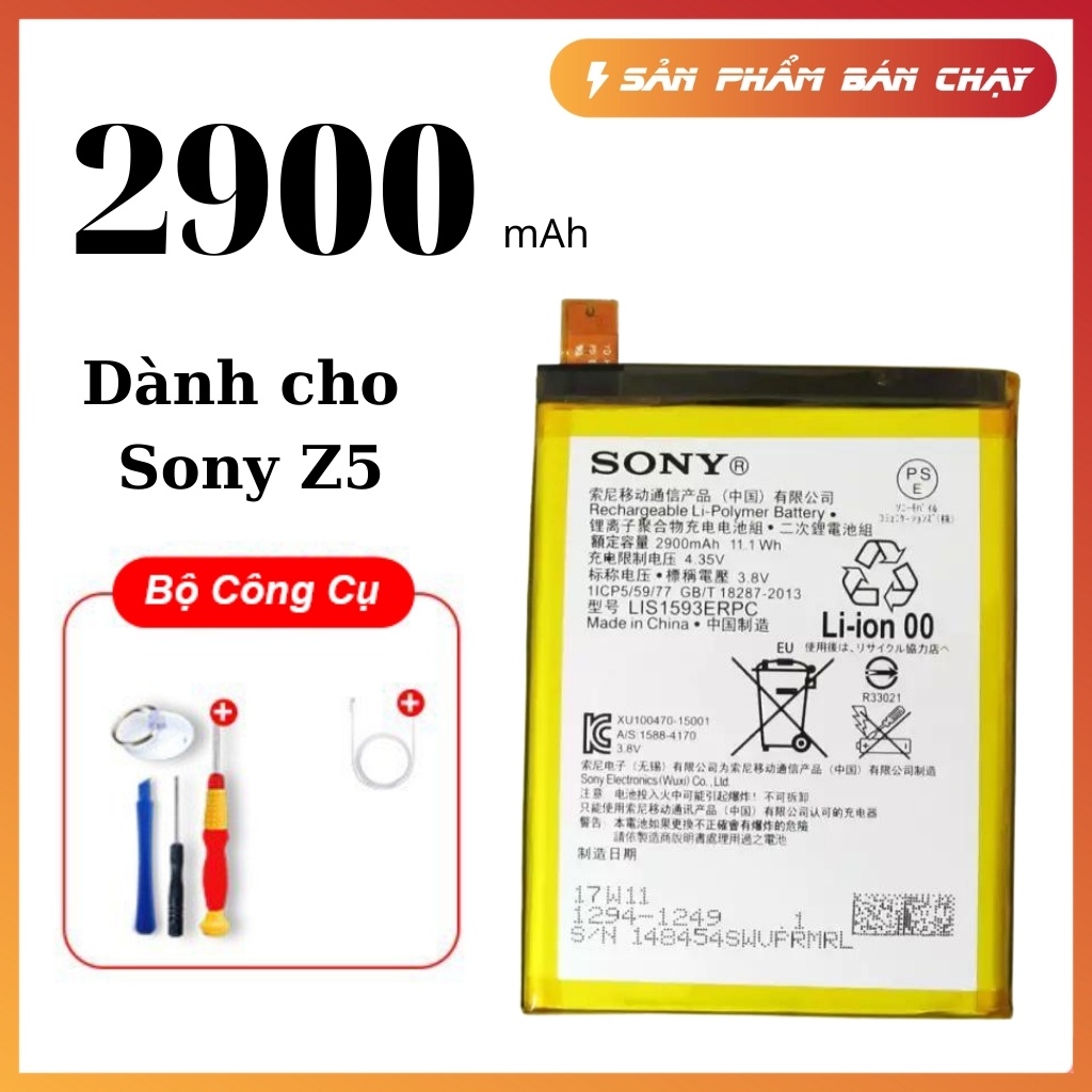 Pin Sony Z5, Pin chuẩn dung lượng 2900mAh, Bảo hành 1 tháng