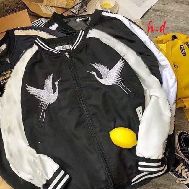 [Mã WASTUP5 giảm 10% tối đa 20K đơn 99K] Áo gió bomber hạc trắng HDN886