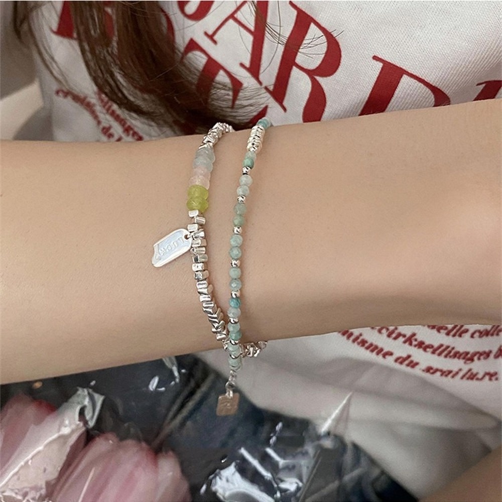 Vòng Tay Chuỗi Hạt Pha Lê Ngọc Trai Tự Nhiên Màu Xanh Lá Phong Cách Hàn Quốc Thời Trang Cho Nữ