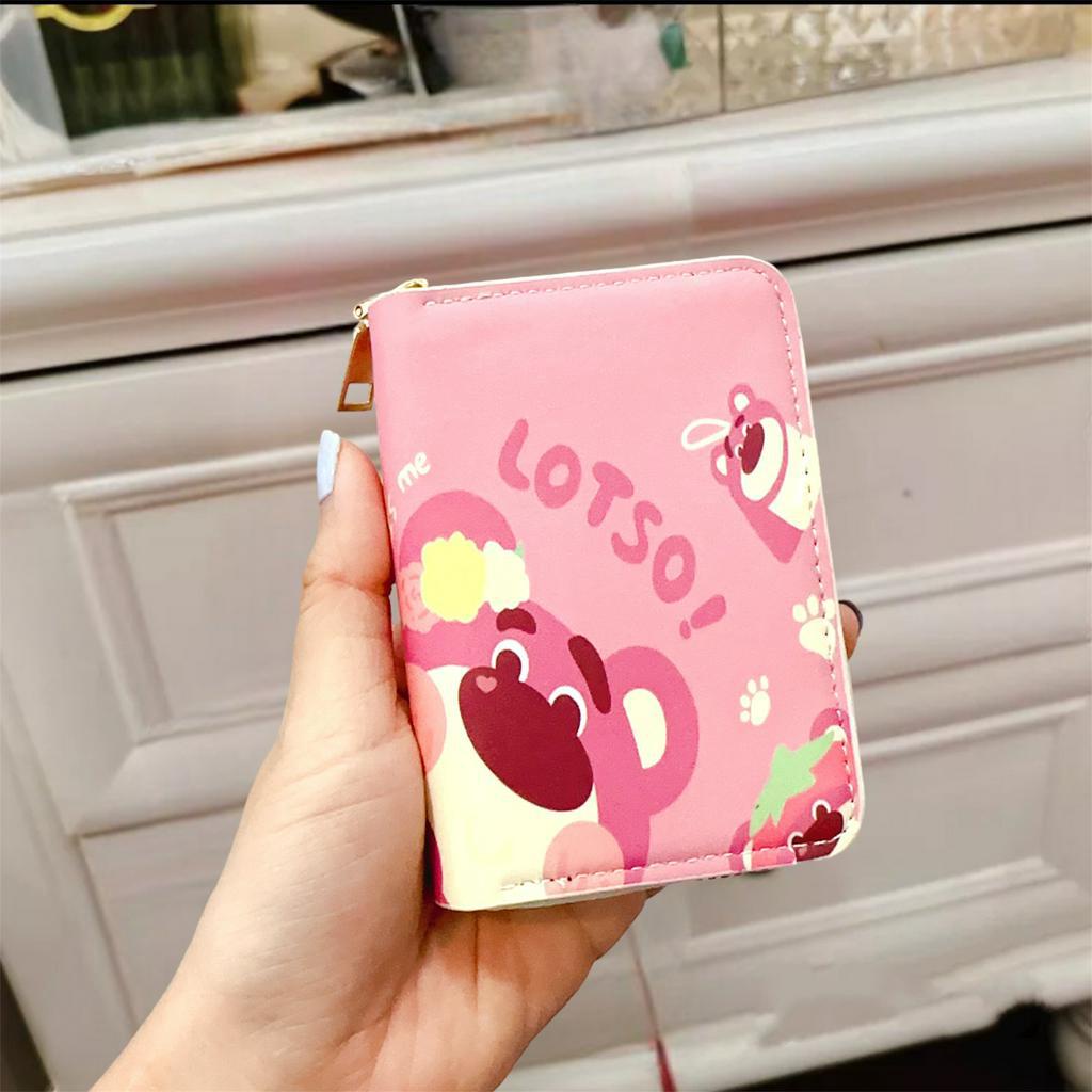 Ví nữ mini gấu dâu Lotso cầm tay nhỏ gọn nhiều ngăn giá rẻ hoạt hình xinh xắn dễ thương-hoạt hình doremon gấu dâu