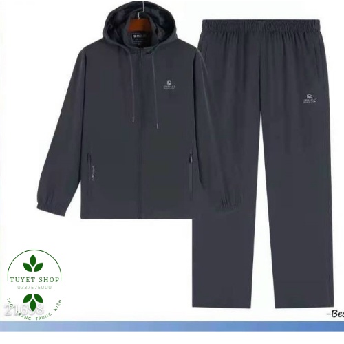 Bộ quần áo  gió thể thao nam trung niên thu đông cao cấp