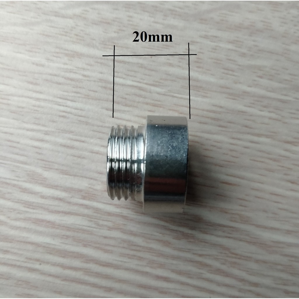 Nối hụt ngắn ren 21 , Cà rá 27x21  inox, Nối 2 đầu ren 21, Níp 21